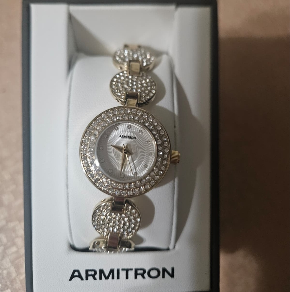 Armitron Gold-Tone Crystal Bracelet Watch